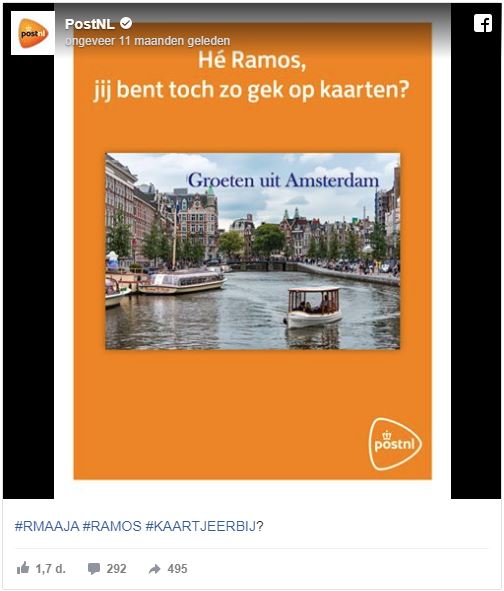social media inhaker ajax real madrid ramos gele kaart postnl