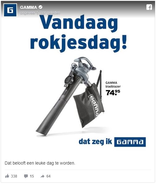 social media inhaker rokjesdag bladblazer gamma