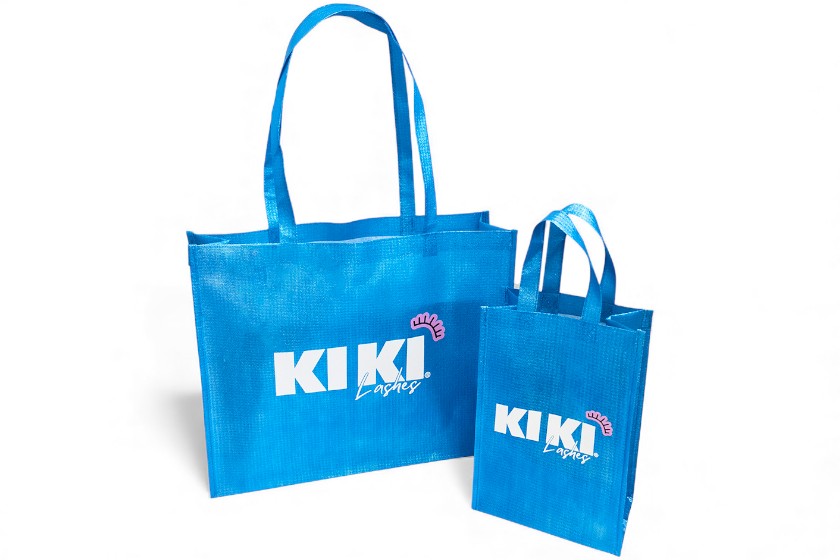 blauwe kleine boodschappentassen