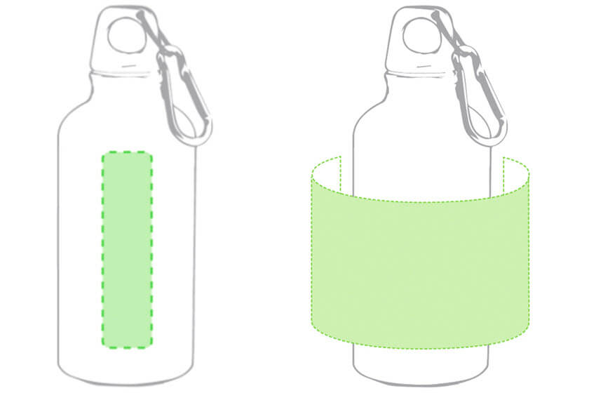 400 ml aluminium drinkflessen opdruk positie