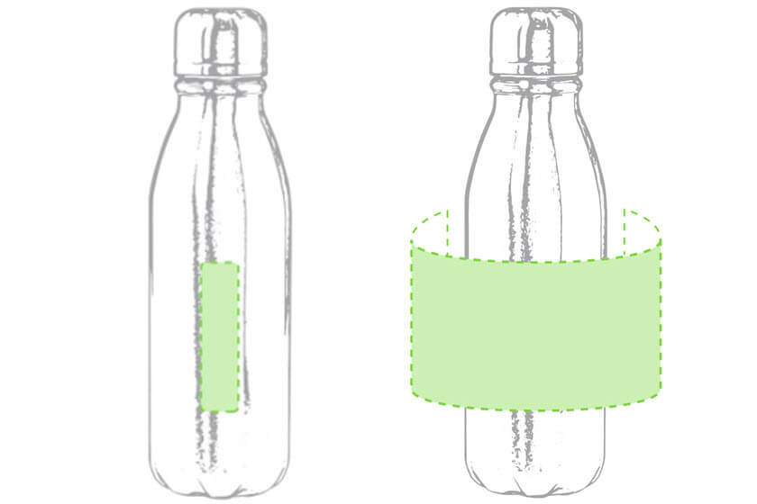 550 ml glanzende aluminium drinkflessen opdruk positie