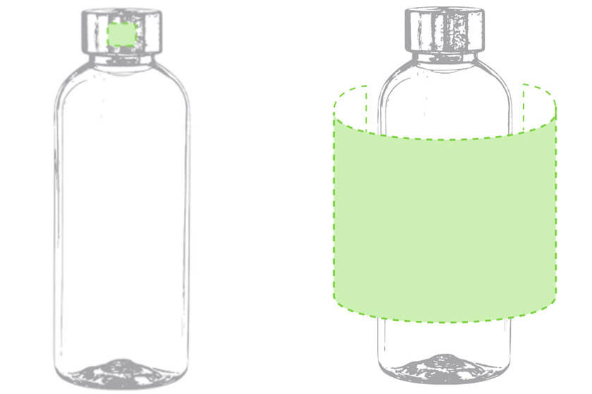 600 ml drinkflessen opdruk positie
