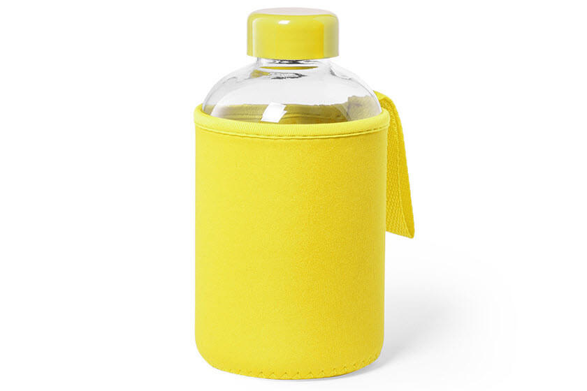 600 ml glazen drinkflessen met bedrukt hoesje