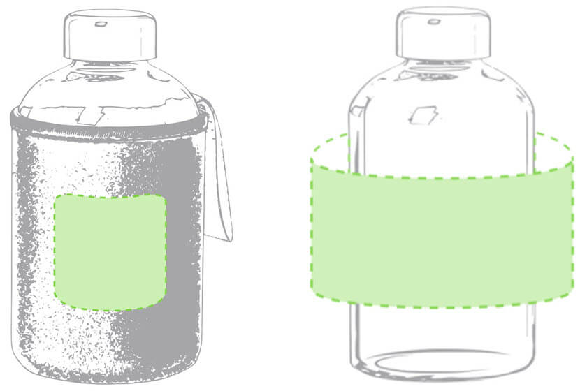 600 ml glazen drinkflessen opdruk positie