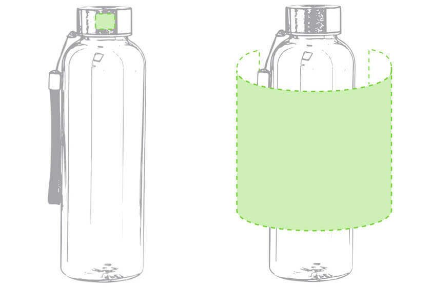 600 ml rpet drinkflessen opdruk positie