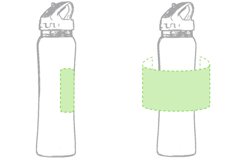 800 ml bedrukte rvs waterflessen opdruk positie