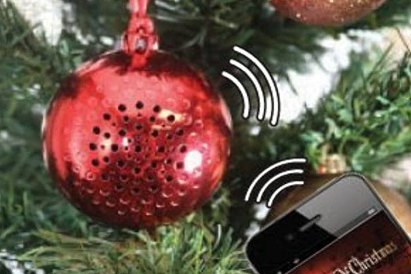 speaker muziek kerstballen met logo