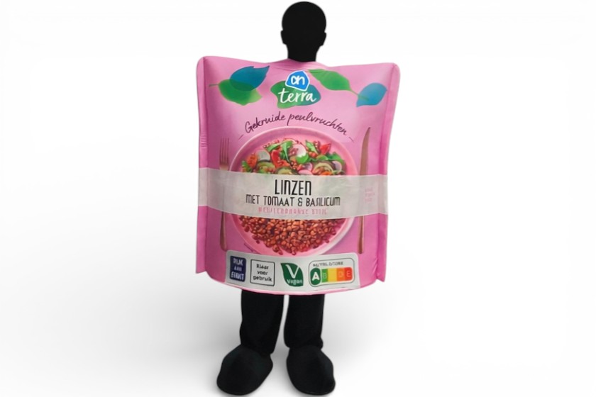 mascottepakken in productvorm supermarkt