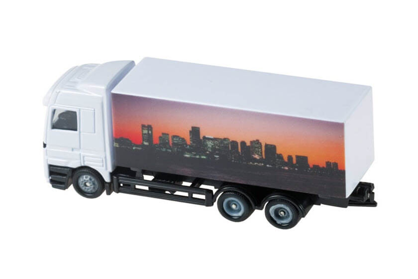 kleine-miniatuur vrachtwagen laten maken logo