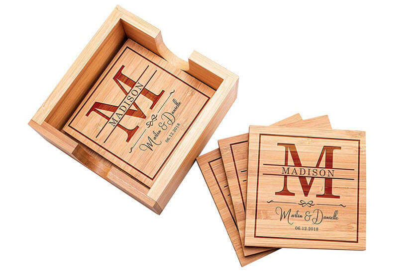 met houder houten onderzetters met houder houten onderzetters