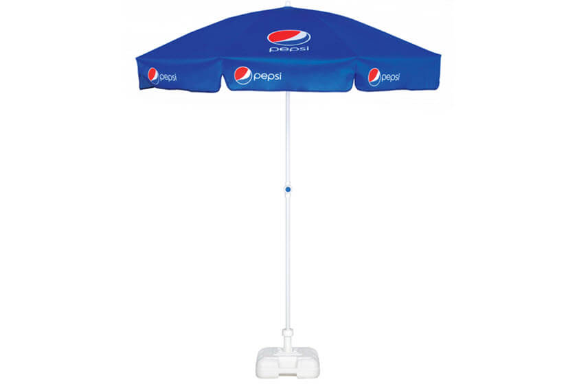 reclame parasol in voet