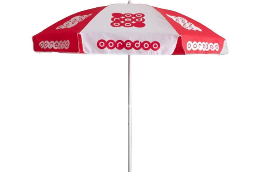 tweekleurige parasols bedrukken